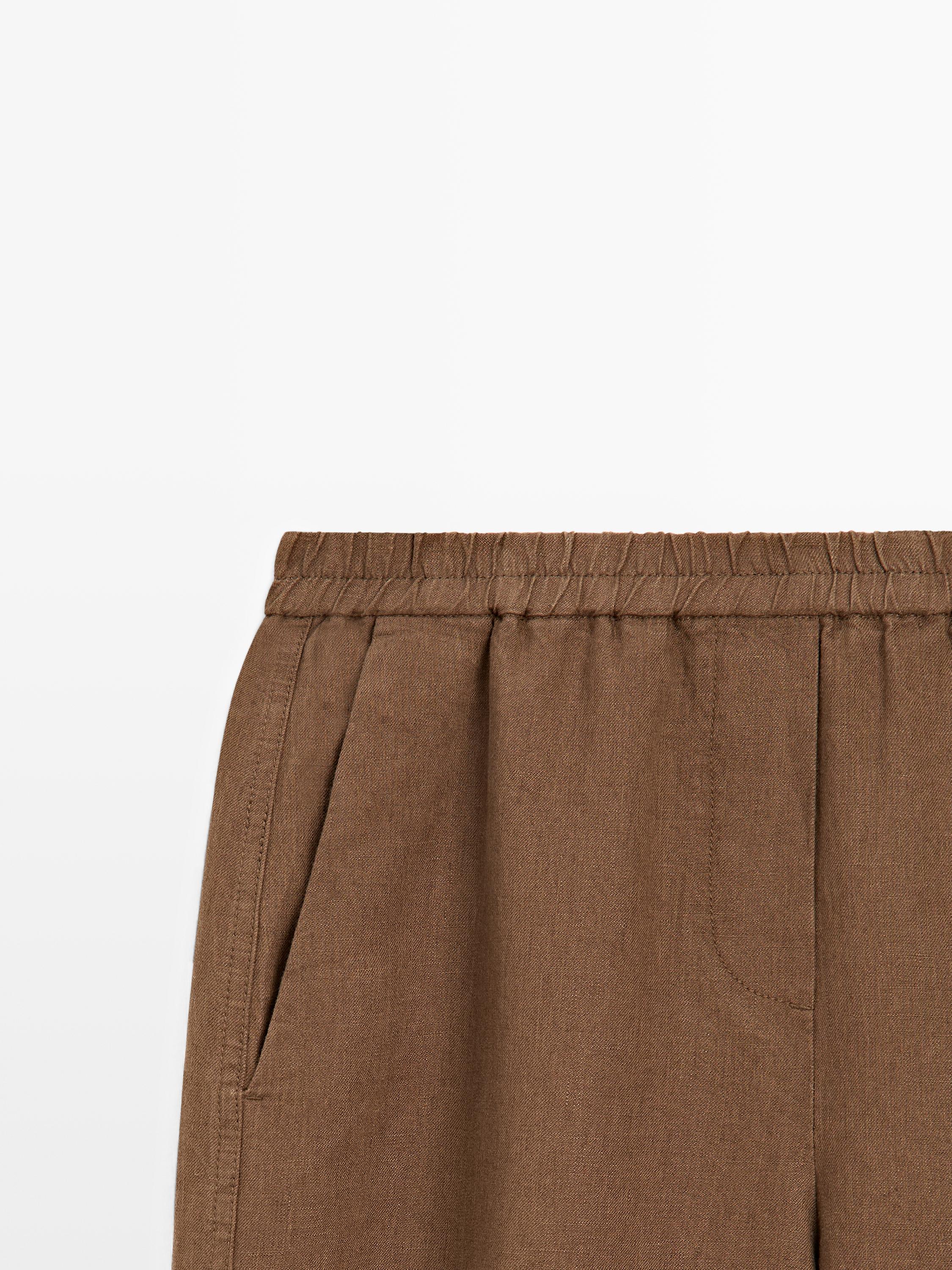 Pantalon lin taille élastique